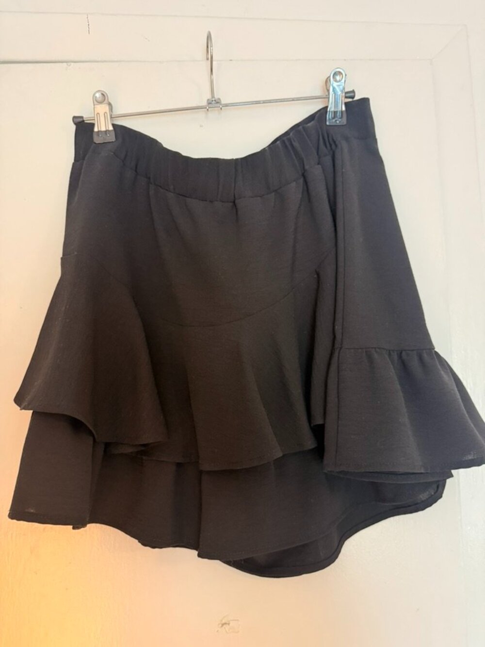 Zara black ruffle faux wrap flounce skort